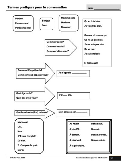 Révision des bases pour les débutants No1